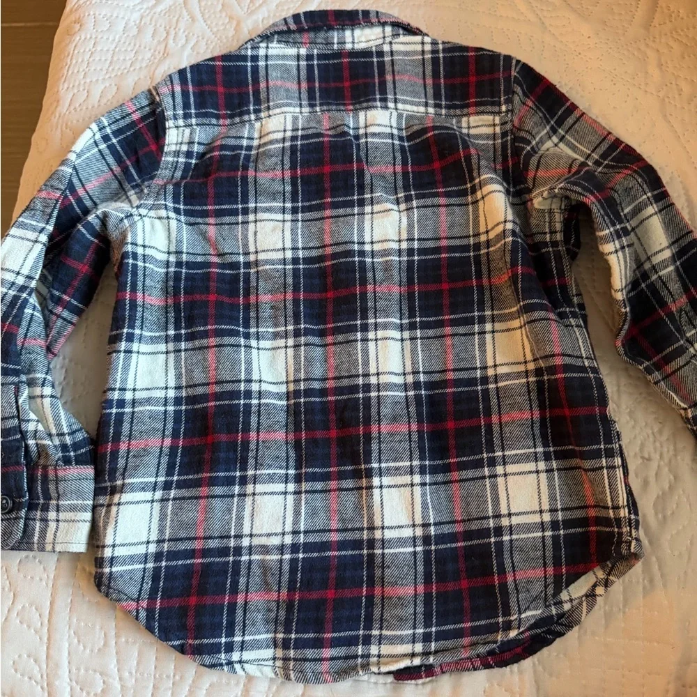 GAP Kids Plaid Button-Down Shirt - Navy, White & Red